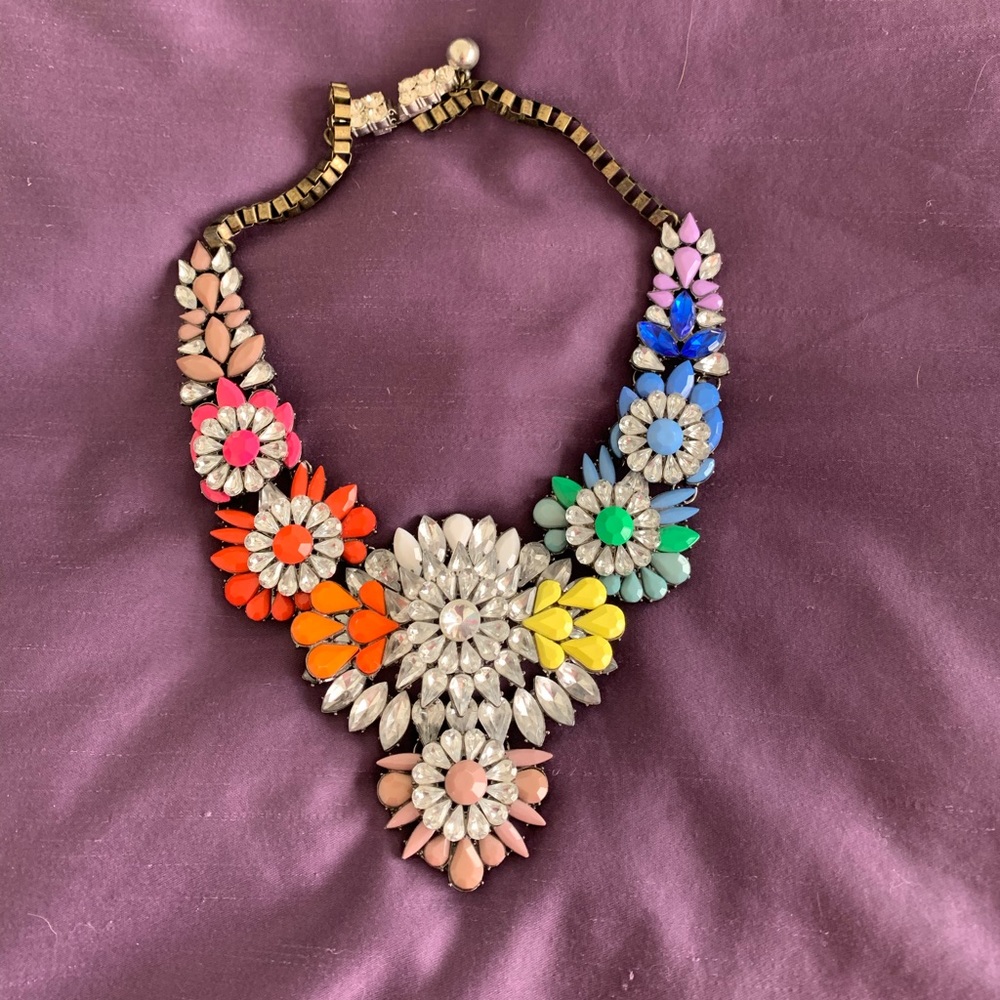 Rainbow floral statement necklace